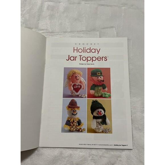 Holiday Jar Toppers Annies Attic Crochet 12 Characters Cindy Harris Pattern Book - Picture 3 of 6